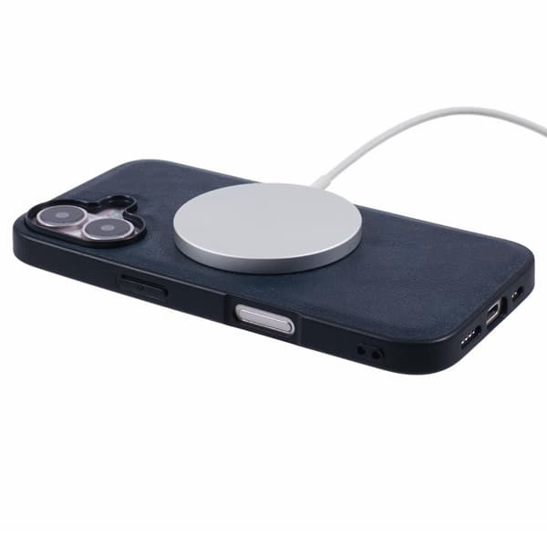 X-LEVEL Bojue-3 Mobilskal till iPhone 16 MagSafe Läder Blå