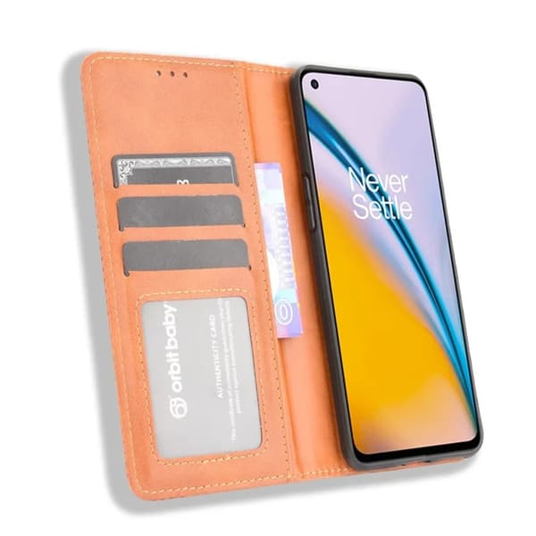 OnePlus Nord 2 5G Plånboksfodral Retro Style Flip Stativ Brun