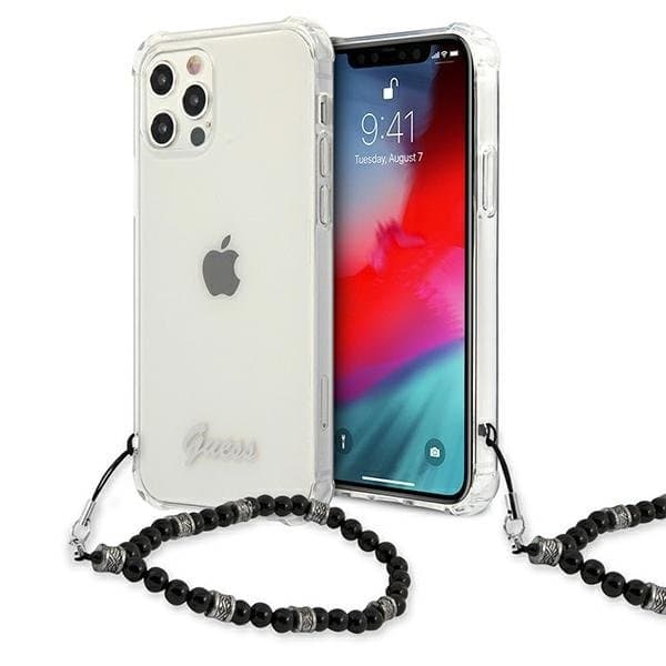 Guess Skal iPhone 12 & 12 Pro Black Pearl - Läpinäkyvä Transparent