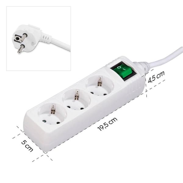 HAMA strømfordelingsenhed 3-vejs switch Hvid 1,4m