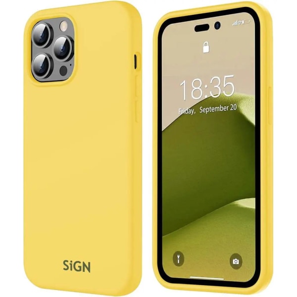 SiGN iPhone 14 Pro Case nestemäinen silikoni - keltainen