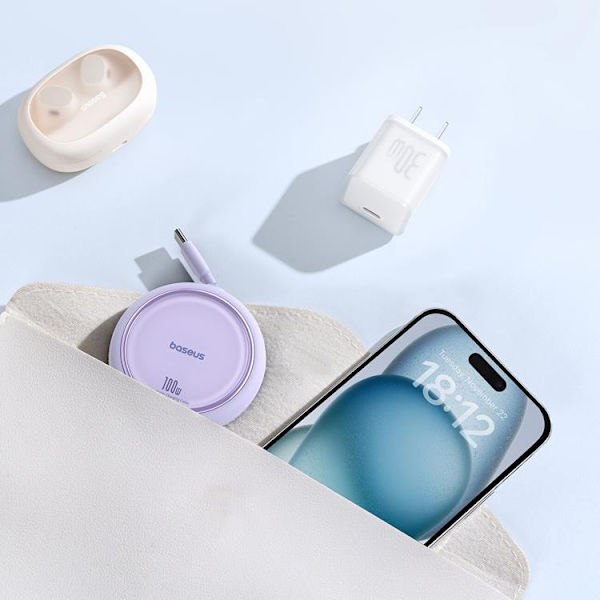 Baseus Retractable Free2Draw Mini USB-C - USB-C 100W 1m - Lila