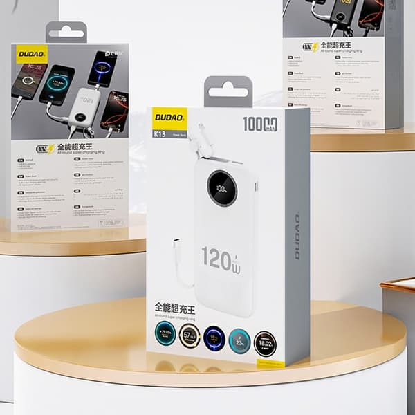 Dudao Powerbank 20000mAh med Kabel Vit
