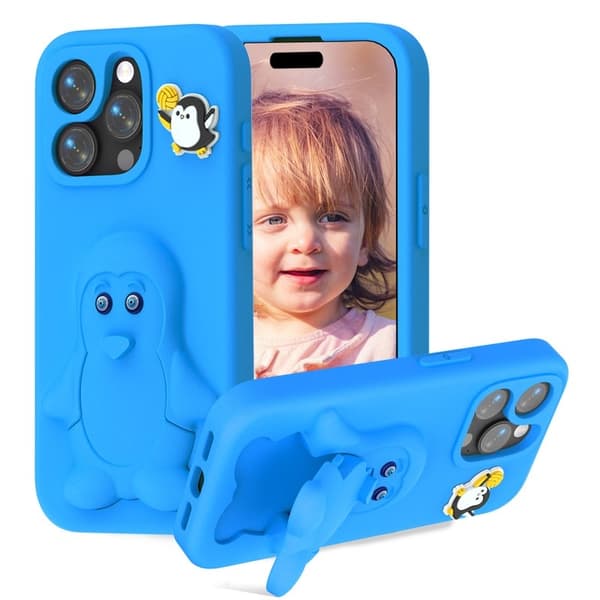 Penguin Mobilskal till iPhone 15 Pro Max Kickstand Stöttålig EVA - Blå