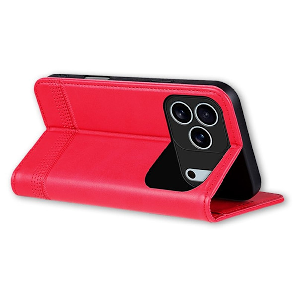 AZNS iPhone 17 Pro Plånboksfodral Konstläder - Röd