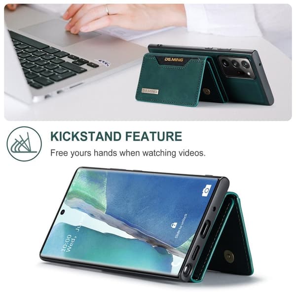 DG.MING Magnetiskt Tri-fold Plånboksfodral Samsung Galaxy Note20 Ultra Grön
