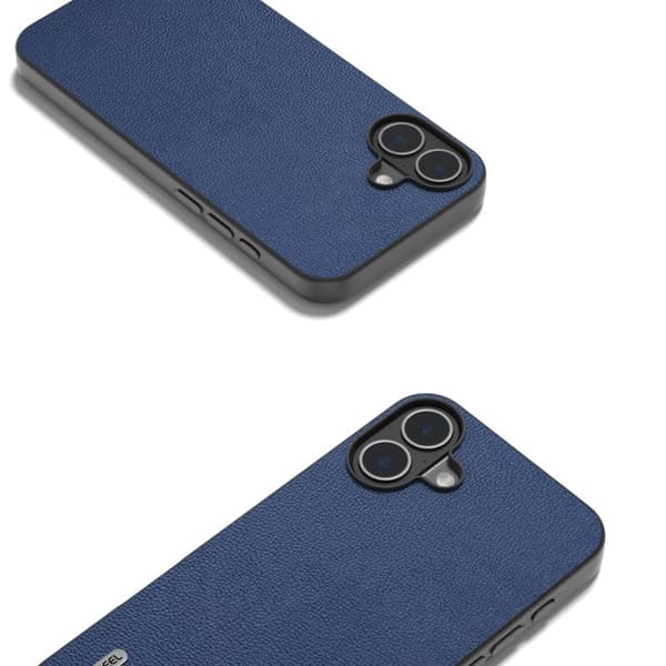ABEEL Mobilskal till iPhone 16 Äkta Läder + PC + TPU Anti-scratch Blå