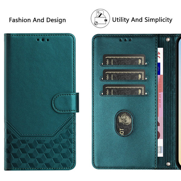 Nothing Phone (3a) Plånboksfodral Imprinted Honeycomb RFID Grön