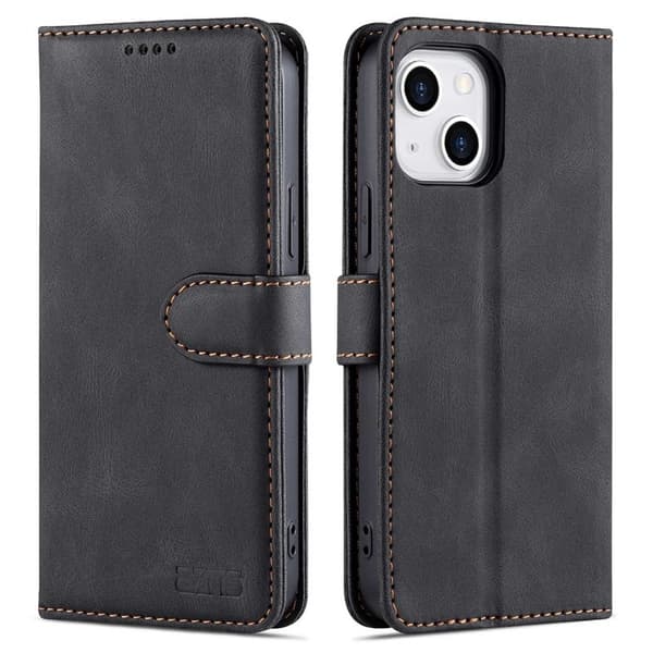 AZNS iPhone 14 Plus Plånboksfodral i Konstläder - Svart