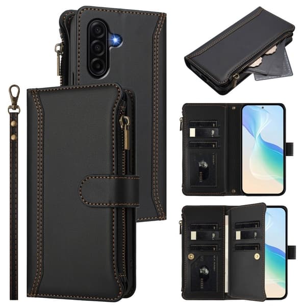 Samsung Galaxy A57 Plånboksfodral Konstläder 9 Kortfack - Svart