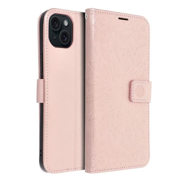 iPhone 15 Plus Plånboksfodral Mezzo Mandala - Rose Guld Roséguld