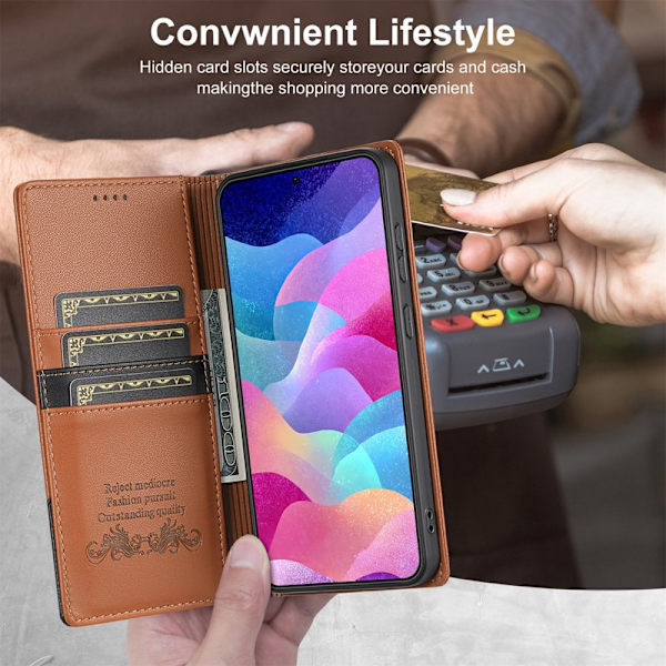 N.BEKUS Plånboksfodral för Samsung Galaxy S26 Plus RFID Blocking - Brun