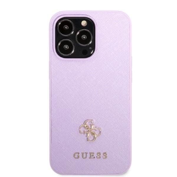 Guess iPhone 13 Pro Mobilskal Saffiano 4G Small Metal Logo Rosa
