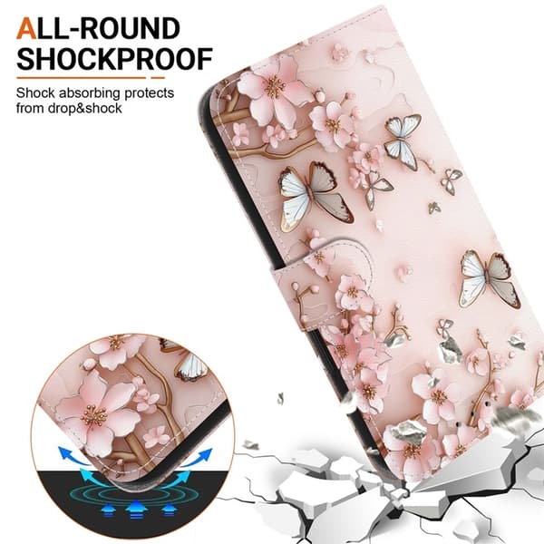 Sony Xperia 1 VII Konstläder Plånboksfodral Pattern Printing - Butterfly Rosa
