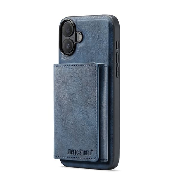 FIERRE SHANN FS030 iPhone 17 Plånboksfodral Tri-Fold Konstläder - Blå