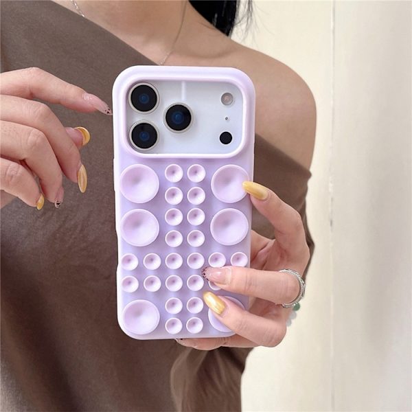 Mobilskal till iPhone 17 Pro Max Sugkopp Silikon med Tygfoder - Lila Lila