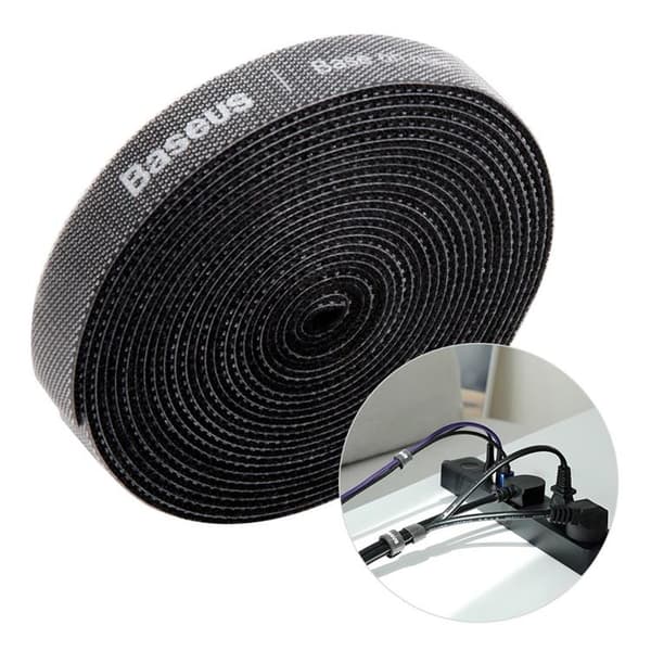 Baseus Rainbow Circle Velcro-remmien järjestäminen Kabel 3m - Musta Black