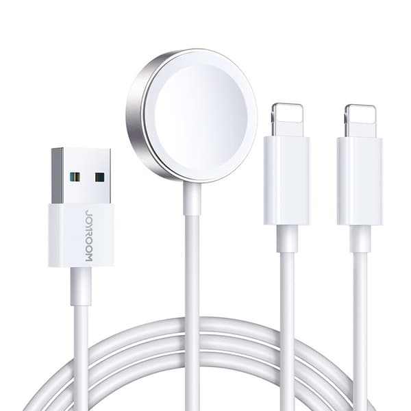 Joyroom 3i1 USB-A til Lightning-kabel og magnetisk oplader 1,2 m Vit