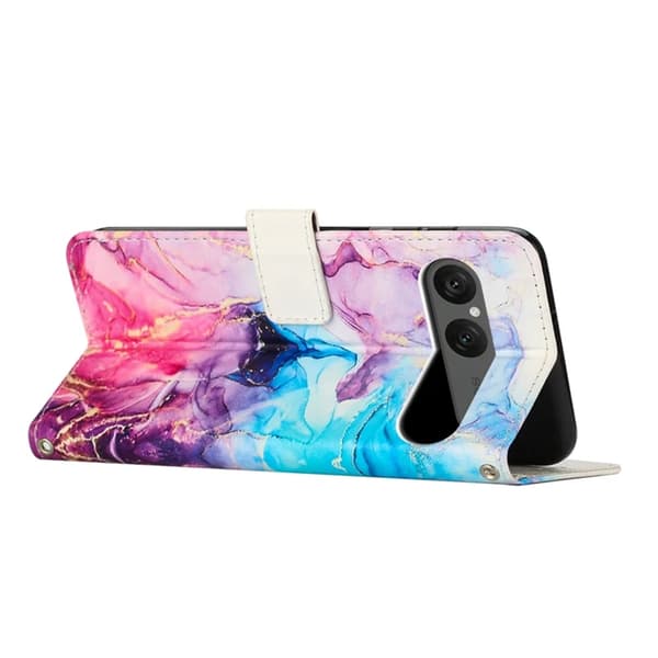 Sony Xperia 10 VII Konstläder Plånboksfodral Marble Pattern - Rosa / Lila Rosa