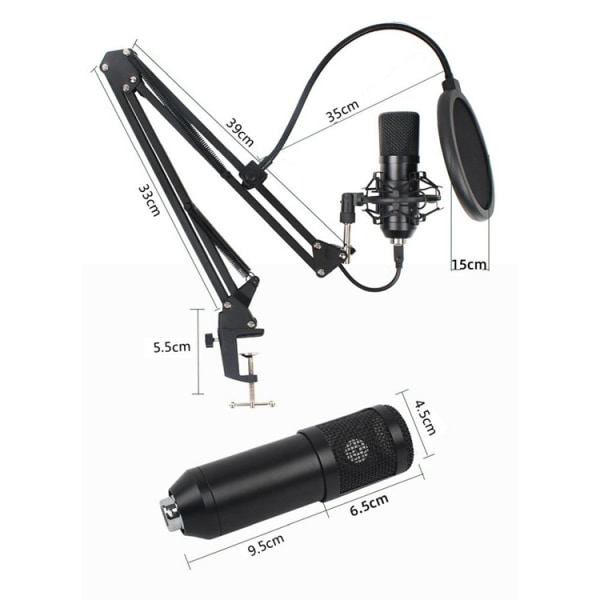 Art Microphone USB Diaphragm Condenser Boom - musta