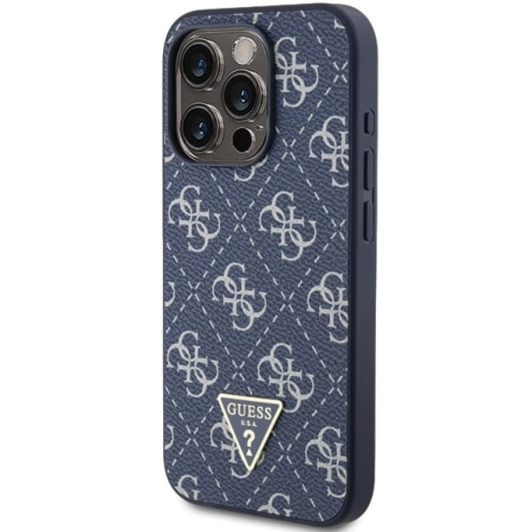 Guess iPhone 15 Pro -puhelinkuori 4G Triangle Metal Logo - Sininen