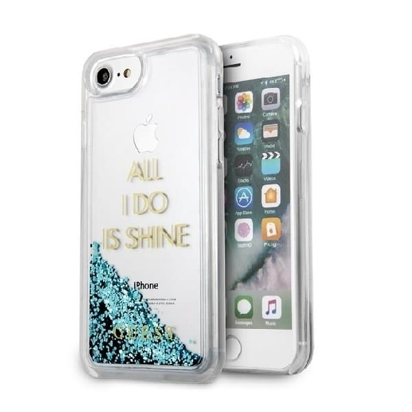 Guess Taske til iPhone 6/7/8/SE 2020 Liquid Glitter Party - Blå Blue