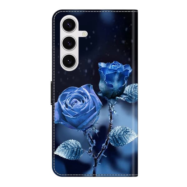 Plånboksfodral för Samsung Galaxy S26 Plus Mönstertryck Ställ - Blå rosor