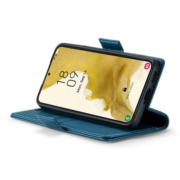 CASEME Plånboksfodral Konstläder för Samsung Galaxy S22 5G - Blå