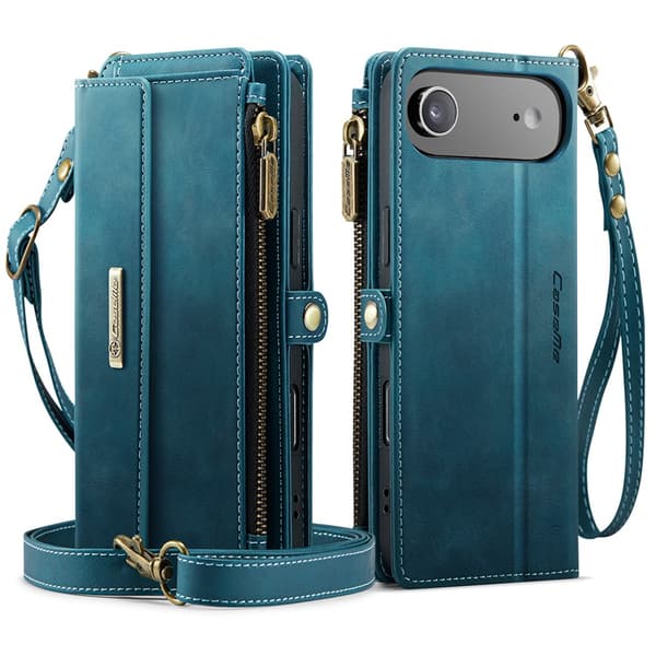 CASEME iPhone Air Konstläder Plånboksfodral RFID-Skydd Zipper Grön