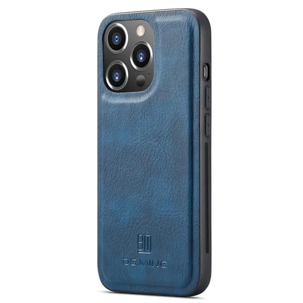DG.MING iPhone 15 Pro Max Punge Etui Ægte Læder 2i1 - Blå Blå