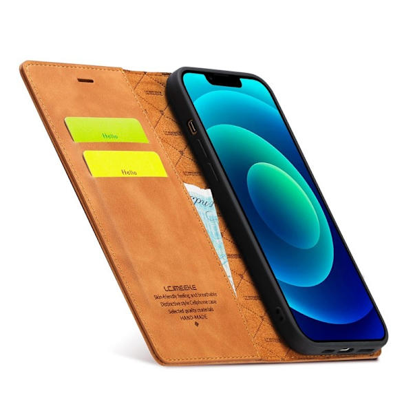 LC.IMEEKE iPhone 14 Plus Plånboksfodral Konstläder - Brun