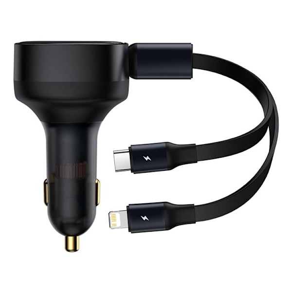 Baseus Retractable 2in1 Billaddare 30W - Svart Svart