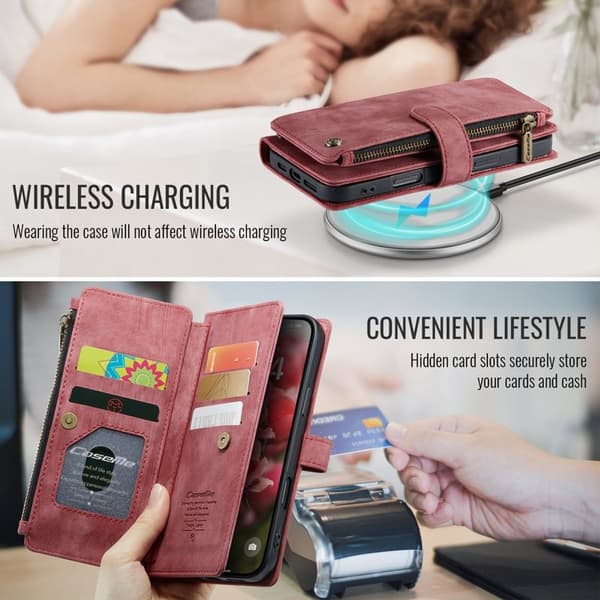 CASEME iPhone 17 Plånboksfodral Konstläder Röd
