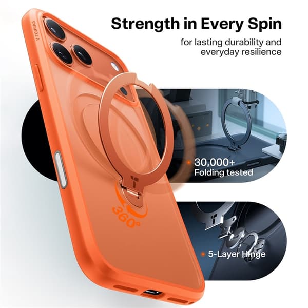 TORRAS Mobilskal till iPhone 17 Pro Max MagSafe Rotating Kickstand - Orange Orange