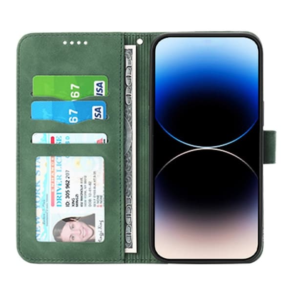 DIERFENG DF-03 Plånboksfodral i Konstläder för iPhone 12 Pro Max - Grön