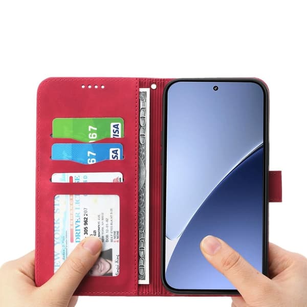 DIERFENG DF-03 för Xiaomi 15 Pro Plånboksfodral Konstläder - Röd