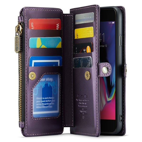 CASEME Plånboksfodral Konstläder för iPhone 6 Plus/7 Plus/8 Plus - Lila