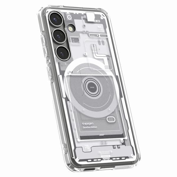 Spigen Mobilskal till Galaxy S25 Magsafe Ultra Hybrid - Zero One Vit Transparent