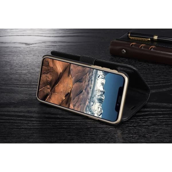 DG.MING iPhone X/XS Plånboksfodral Äkta läder med - Svart