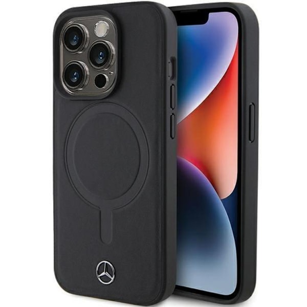 Mercedes iPhone 15 Pro Mobilskal Magsafe Smooth Läder - Svart Svart