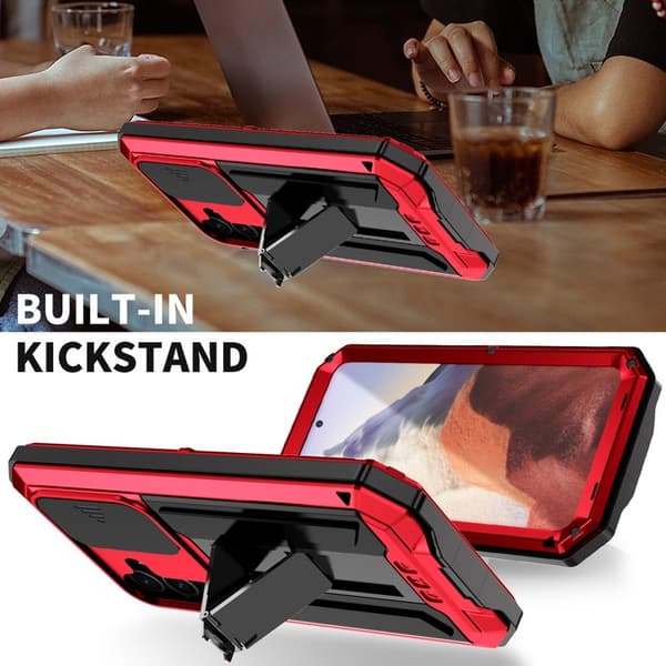R-JUST Mobilskal till Galaxy S24+ PC+Silicone+Metal Röd