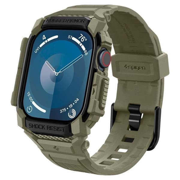 Spigen Apple Watch 46mm Series 10 Armband Rugged Armor Pro Grön