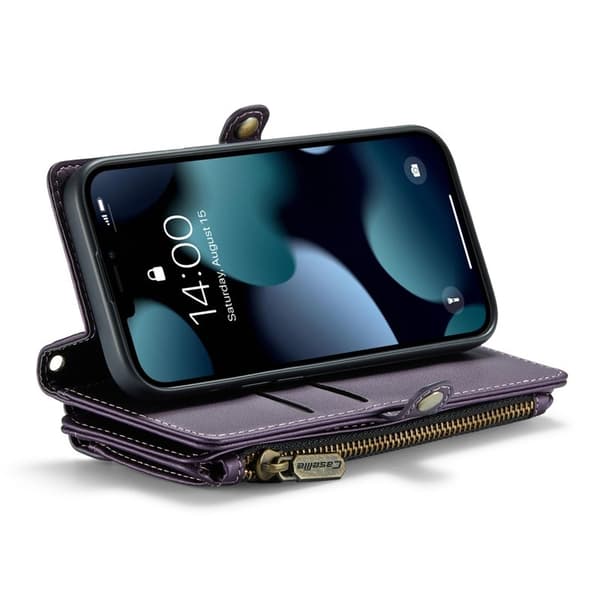 CASEME Plånboksfodral Konstläder för iPhone 13 mini med kortfack - Lila