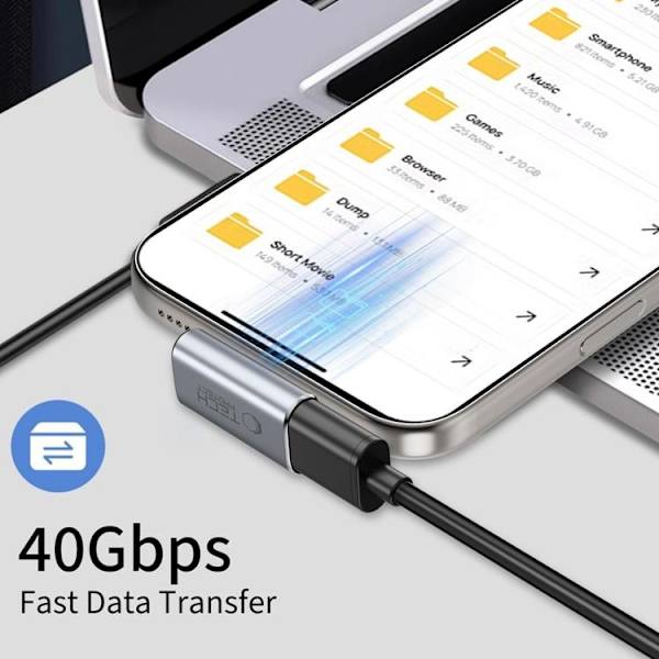 Tech-Protect USB-C Angled Adapter Ultraboost AA01 - Grå Grå