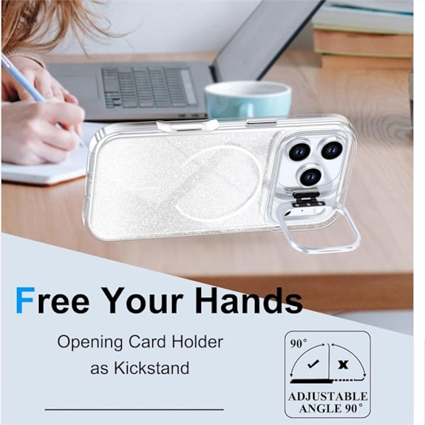 Mobilskal till iPhone 17 Pro Max MagSafe Shockproof Glitter Gradient - Vit Vit