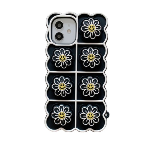 Smiley Flower Pop it Fidget etui til iPhone 7/8 / SE 2020 - Sort Black