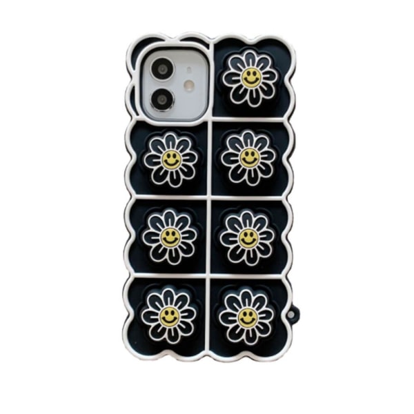 Smiley Flower Pop it Fidget Skal till iPhone 7/8/SE 2020 - Svart Svart