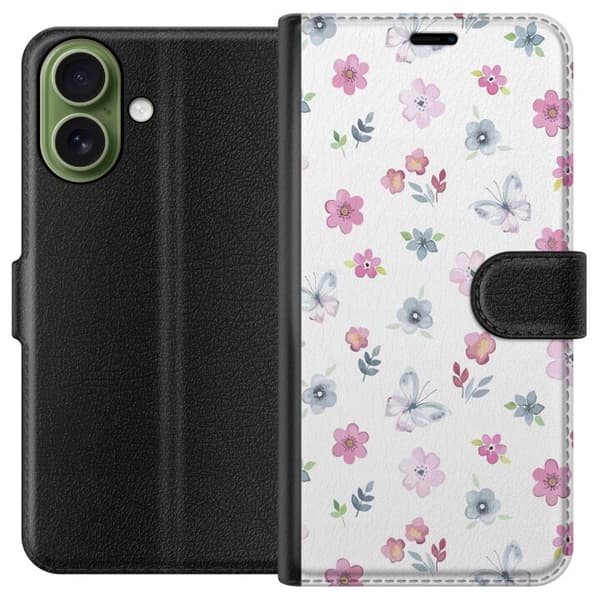 Apple iPhone 17 tegnebog med blomster og sommerfugle