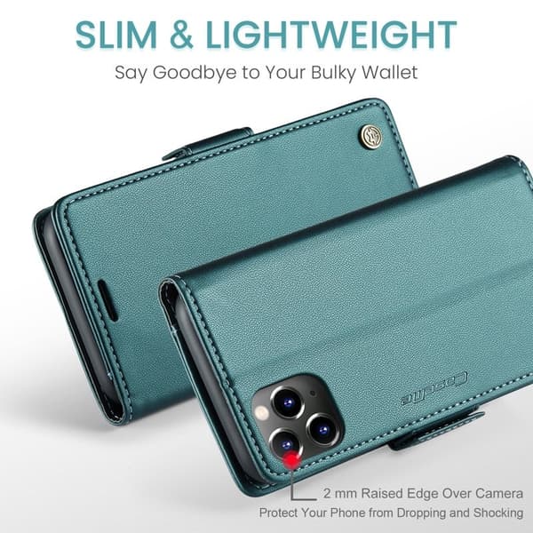 CASEME Series Ställbar Plånboksfodral Konstläder iPhone 11 Pro Grön