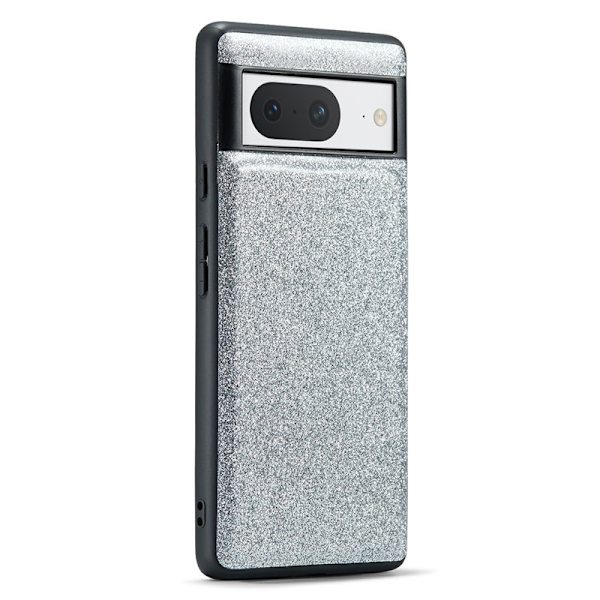 DG.MING Mobilskal till Google Pixel 8 Glitter PU Läder+PC+TPU Silver